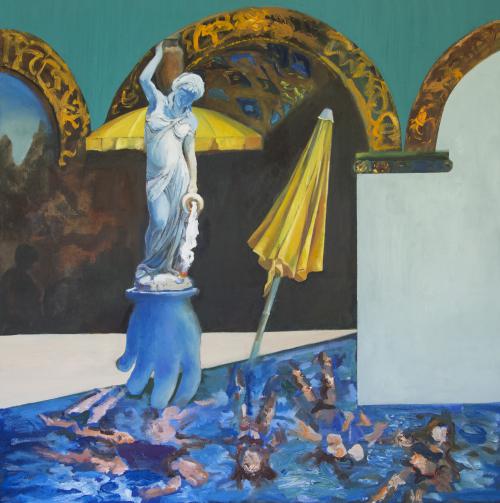 Swimming-2016-Oil-on-canvas-100X100